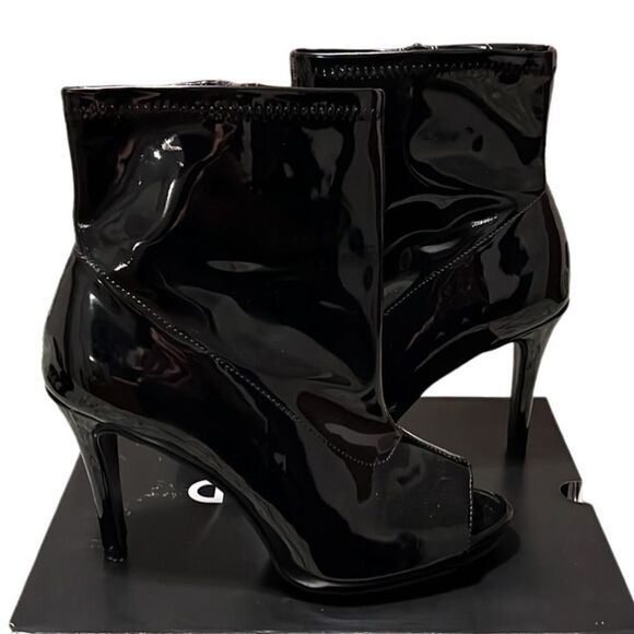 Torrid Patent Peep-Toe Wide-Width Heeled Booties - Picture 1 of 9